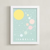 "Pastel Solar System" - Personalized Art Print in Mint by Maria Alou - Framed