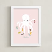 "Socktopus" - Personalized Art Print in Pink by Celeste Duffy - Framed