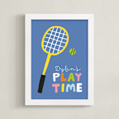"Play Time" - Personalized Art Print in Denim Blue by Chi Hey Lee - Framed