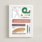 "My Workspace" - Personalized Art Print in Watermelon by Carolyn Kach - Framed