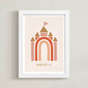 "Rainbow Castle" - Personalized Art Print in Pink by JeAnna Casper - Framed