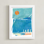 "Night Swim" - Personalized Art Print in Blue by sue prue - Framed