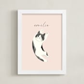 "Feline" - Personalized Art Print in Blush by Vivian Yiwing - Framed