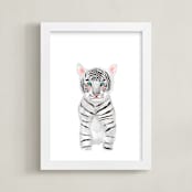 "baby animal.tiger" - Art Print in white by Cass Loh - Framed