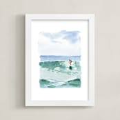 "Hang Five" - Art Print in Pacific Green by Mary Cecelia - Framed
