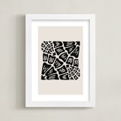 "Funky Floral" - Art Print in Sand by Carolyn Hunt - Framed