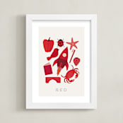 "Ten Red Things" - Art Print in Red by Ana Peake - Framed