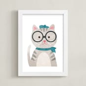 "Bonjour" - Art Print in aqua by Shirley Lin Schneider - Framed