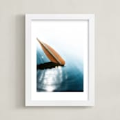 "Row Your Boat" - Art Print in alpine blue by Alicia Abla - Framed