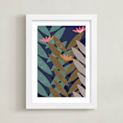 "Bromelias" - Art Print in blue night by Bethania Lima - Framed