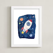 "Galactic Inspiration I" - Art Print in Navy by Creo Study - Framed