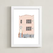 "Home in Greenpoint" - Art Print in Peach by Alicia Schultz - Framed