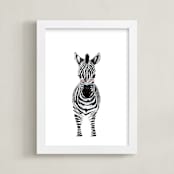 "baby animal.zebra" - Art Print in black by Cass Loh - Framed