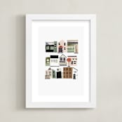 "Townhouse" - Art Print in Olive Beige by Jenna Skead - Framed