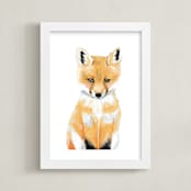 "Baby Animal.Fox" - Art Print in Osage Orange by Cass Loh - Framed
