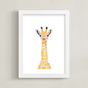 "baby animal.giraffe" - Art Print in merigold by Cass Loh - Framed