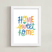 "Home Sweet Home" - Art Print in Multi Brights by Ariel Rutland - Framed