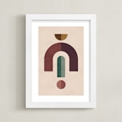 "Geometric 2" - Art Print in Emerald Green by Kelly Schmidt - Framed