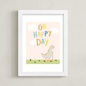"Oh Happy Day" - Art Print in Baby Peach by Juliana Zimmermann - Framed