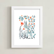 "Meadow Bunny" - Art Print in Ocean blue by Surface Love - Framed