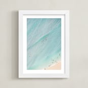 "Tiny Swimmers" - Art Print in Aqua Blue by Irene Suchocki - Framed