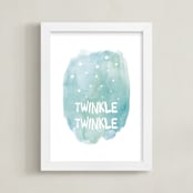 "Twinkle Twinkle" - Art Print in Sky Blue by Amy Hall - Framed