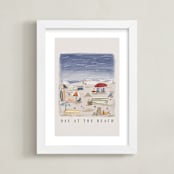 "Day at the Beach" - Art Print in Sand by Britt Mills - Framed