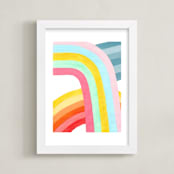 "Happy Rainbows" - Art Print in Pastel Rainbow by Celeste Duffy - Framed