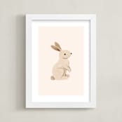 "Baby Rabbit" - Art Print in Beige by Vivian Yiwing - Framed