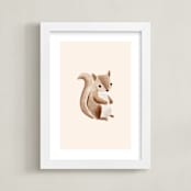 "Baby Squirrel" - Art Print in Beige by Vivian Yiwing - Framed