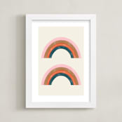 "Double Vintage Rainbow" - Art Print in Delicate Pink by Emanuela Carratoni - Framed