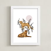 "Tigers in Tulum" - Art Print in Gold Spark by Jenna Skead - Framed