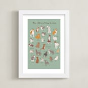 "ABCs of Dog Breeds" - Art Print in Mint by Vera Lim - Framed