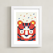 "Tigronometry" - Art Print in Tiger Orange by Masha Zimovich - Framed