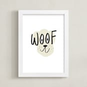 "Basic Woof" - Art Print in Sand by Pixel and Hank - Framed