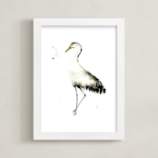 "Cranes on the go" - Art Print in Grey by Lulaloo - Framed
