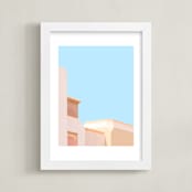 "Pastel Desert Archiecture" - Art Print in Summer Blue by Lisa Sundin - Framed