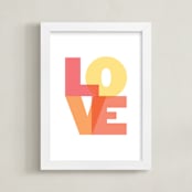 "Love" - Art Print in Peach by Max and Bunny - Framed