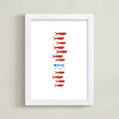 "Unique Fishy" - Art Print in Cherry Red by Oscar and Emma - Karly Depew - Framed
