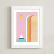 "Smooth Sailin" - Art Print in Pastel Rainbow by sue prue - Framed
