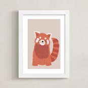 "Sleepy Red Panda" - Art Print in Tangerine by Jennifer Holbrook - Framed