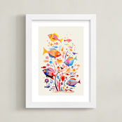 "Fishes" - Art Print in Aqua by Tatjana Koraksic - Framed