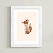 "Baby Fox" - Art Print in Beige by Vivian Yiwing - Framed