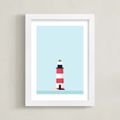 "Sea Side I" - Art Print in Sea Blue by David Michuki - Framed