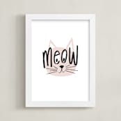 "Basic Meow" - Art Print in Blush by Pixel and Hank - Framed