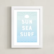 "Seaside Vibes" - Art Print in Sky Blue by Lisa McLean - Framed