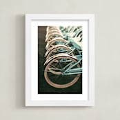 "Let's All Ride" - Art Print in Light Blue by ALICIA BOCK - Framed