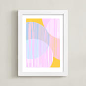 "Lines and Circles" - Art Print in Cotton Candy by Beth Vassalo - Framed