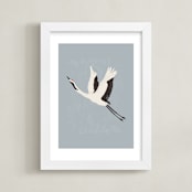 "Take Flight" - Art Print in Dusty Blue by Vera Lim - Framed