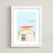 "The Lifeguard" - Art Print in Summer Blue by Lisa Sundin - Framed